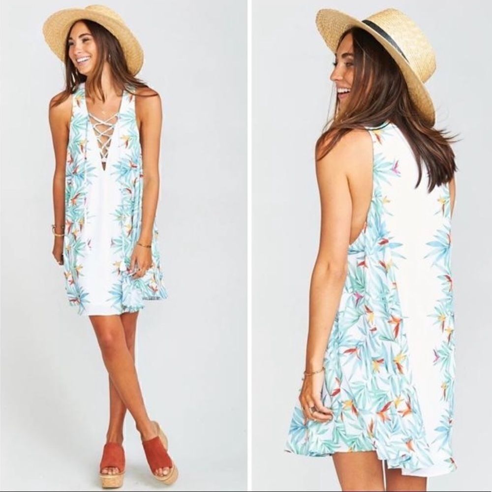 Show Me Your Mumu Palm Print Daryn Lace-Up Dress
